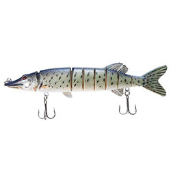 FMOPQ Tearicok 8"/ 20 cm 66 g Señuelo de Pesca de Lucio Muskie de 8 segmentos multiarticulado Realista (2) características