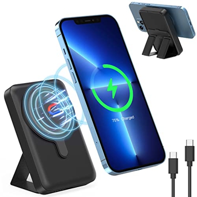 CAVN Power Bank, 10000mAh Inalámbrico Magnético Plegable Bateria Externa Carga Rapida Bateria Portatil, Bateria Externa inalámbrico Compatible con iPh