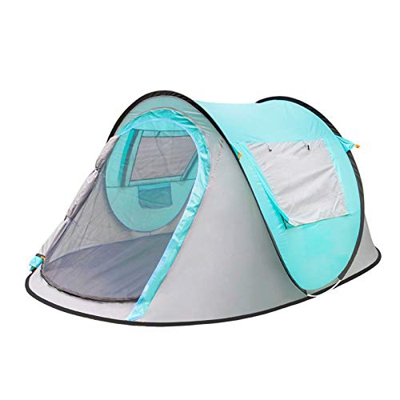 Tienda de campaña impermeable y a prueba de viento Tienda de campaña emergente para personas, tienda familiar portátil automática con dos ventanas y d
