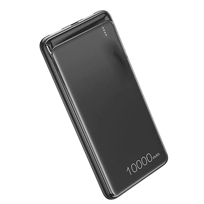 Power Bank 10000mAh Slim USB 10000mAh Power Bank Power Bank Cargador de batería externa portátil Pack Recargable Banco de Batería Compatible Negro