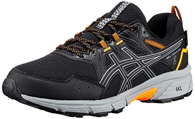 Asics Gel-Venture 8 WP, Trail Running Shoe Hombre, Black/Shocking Orange, 42.5 EU