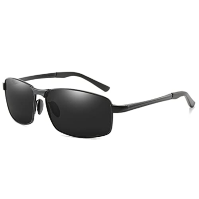 DOVAVA Gafas de Sol Hombre Polarizadas Protección UV400 para Conducir Pesca Golf (MJ8001-BLK)