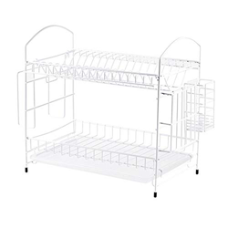FMOPQ Rejilla de Secado de Drenaje de Platos con Soporte para Tabla de Cortar de Gran Capacidad de 2 Niveles (Color : Blanco) (Blanco) en oferta