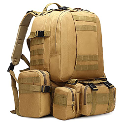 HAMIQI Mochila militar táctica Paquete de asalto del ejército Mochila Molle Mochila desmontable Camping Senderismo Mochila combinada (Marrón) precio