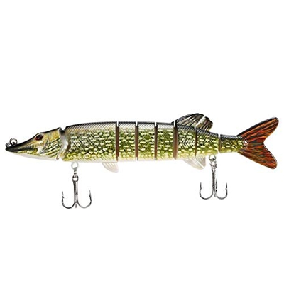 FMOPQ Tearicok 8"/ 20 cm 66 g Señuelo de Pesca de Lucio Muskie de 8 segmentos multiarticulado Realista (4)