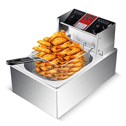 Cesta para freidora, freidora eléctrica de Acero Inoxidable, freidora eléctrica Comercial, máquina de Cocina para Catering con Cesta y Control de Temp características