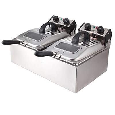 Freidora Freidora de Acero Inoxidable con Ventana de visualización Control de Temperatura Ajustable Cesta Desmontable y Corte de Seguridad, Antidesliz