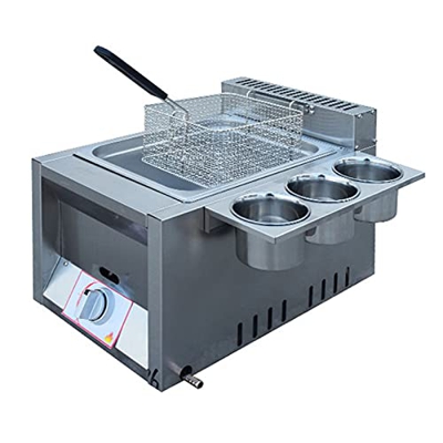 Freidora de Gas de encimera Comercial Freidora de Gas multifunción Comercial con Bandeja para condimentos y cestas para freír Potencia de Fuego Ajusta