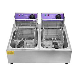 Cesta para freidora, freidora eléctrica de Acero Inoxidable de 6 l/12 l con cestas extraíbles y limitador de Temperatura para Uso Comercial y doméstic características