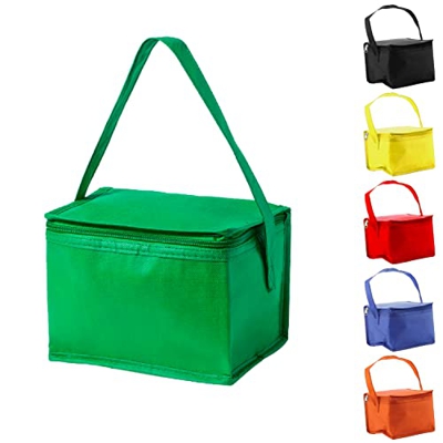 TIENDA EURASIA® Nevera Portatil para 6 Latas, con Asa de Transporte, Interior Isotermo, Interior en Aluminio, Tejido Non-Woven (Verde)