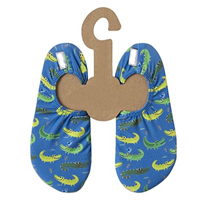 Slipstop Zapatillas de playa para niños, antideslizantes, deportivas, para natación, vacaciones, yoga, unisex, factor de protección solar 50, Azul Con