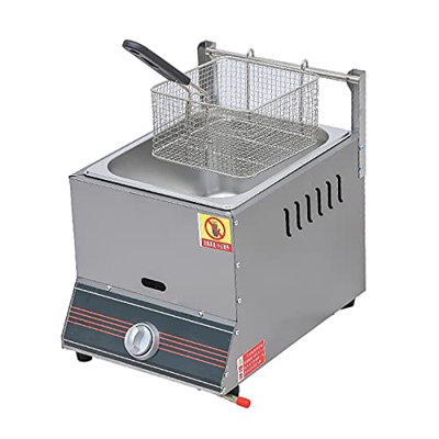 Freidora a Gas, encimera de Acero Inoxidable Comercial Liviana Antideslizante Ahorro de energía Fácil de Limpiar con cestas y Tapas (Cilindro único + 