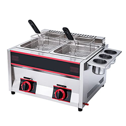 Freidora de Gas Profesional, freidora de Gas de 12L/18L Tanque Freidora de Chips de Pollo de Acero Inoxidable con Cuchara de Cesta para Restaurante Co características