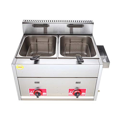 Freidora Comercial de Grasa Profunda Freidora de Gas de 12L Freidora Doble de Gran Capacidad Freidora LPG de Acero Inoxidable con 2 cestas y Tapas par