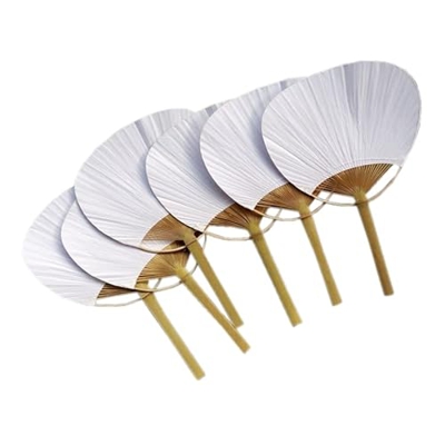 50 unids blanco puro mango de bambú blanco blanco ventilador de mano caligrafía pintura en blanco grupo ventilador DIY blanco ventilador verano