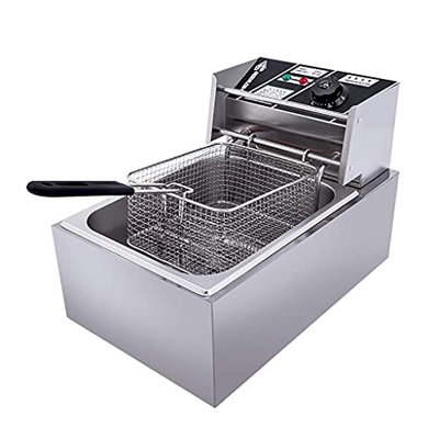 Cesta para freidora de Grasa, freidora Freidora eléctrica Comercial Tanque de 10 l Encimera Cesta Individual Freidora de Grasa Profunda de Acero Inoxi