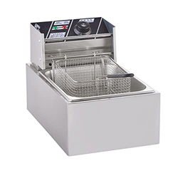 Freidora Freidora de Acero Inoxidable Freidoras eléctricas de 6 L Freidora Comercial de Grasa Profunda con Cesta y Control de Temperatura del Temporiz en oferta