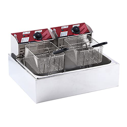 Freidora Comercial 12 L, 3000W Freidora con Aceite con Doble Control de Temperatura Doble Cesta de Acero Inoxidable con Control de Temperatura de Gras en oferta