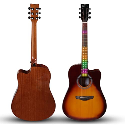 Guitarra Acústica con Luces LED Tamaño Completo 41 Pulgadas Kits de Guitarra con Cuerdas de Acero con Cejilla, Correa, Púas, Golpeador y Funda…