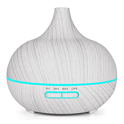ultrasonic fogger 400Ml Electric Air Humidifier Aroma Oil Diffuser White Wood Grain 7 Colors Led Lights for Home Pond fogger en oferta