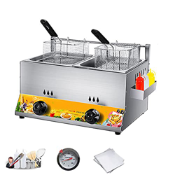 Freidora de Gas de Gran Capacidad, freidora de GLP de Acero Inoxidable para Uso doméstico y Comercial, Potencia de Fuego Ajustable, con cestas y Tapas precio