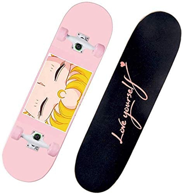 Complete Skateboard-Standard Skateboard 95A PU Wheel ABEC-7 Bearing Beginner Kid Boy Girl Youth-31" X 8" Canadian Maple Skateboard E (B)