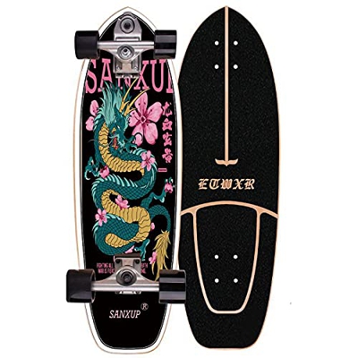 VOMI SurfSkates Pumpping Carving Skateboard 75×23.5cm Land Surfing Complete Skateboard P7 Truck (Bidirectional Steering Thruster + Indy) ABEC-11 Beari