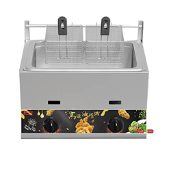 Freidora a Gas, freidora de Acero Inoxidable de Gran Capacidad para Uso doméstico y Comercial, Potencia de Fuego Ajustable, con cestas y Tapas, para P precio