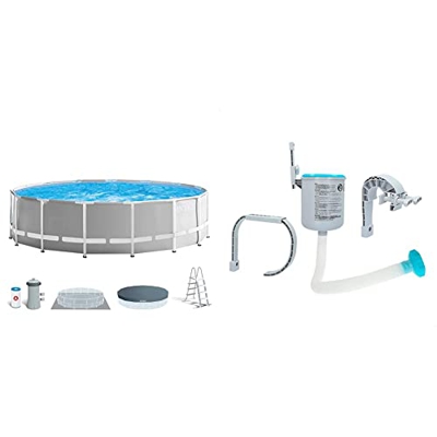 Intex 26726NP - Piscina Desmontable Redonda Prisma Frame intex 457x122 con depuradora + Skimmer Deluxe Filtro 3.028 l/h Easy Set-Metal Frame, 49x43x34
