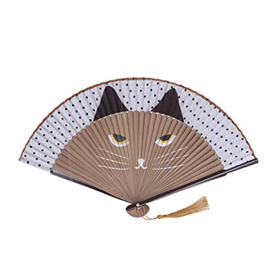 Tnfeeon Ventilador Plegable Patrón de Gato Ventilador Plegable Patrón de Gato Herramienta de Enfriamiento Portátil para Regalos Boda Ventiladores de M