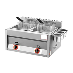 Freidora de Gas de Gran Capacidad de 22 l, freidora de GLP de Acero Inoxidable para Uso doméstico y Comercial, Potencia de Fuego Ajustable, con cestas en oferta