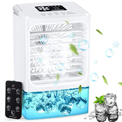 Saturey Aire Acondicionado Personal, Aire Acondicionado pequeño con Control Remoto, humidificador, Tanque de Agua de 600 ml y 3 velocidades de Viento, características