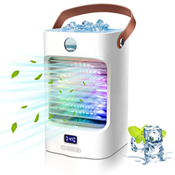 Saturey Ventilador Enfriador de Aire de Escritorio, Mini Aire Acondicionado evaporativo con 3 velocidades de Viento, Cabezal de agitación de 120° y Ta precio