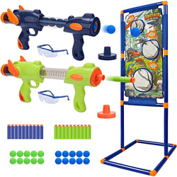 RIVIAX 2 Pistolas de Juguete para Niños + 24 Pelotas/Bolas y 20 Dardos Espuma Blanda + Objetivo de Disparo Dinosaurios + 2 Gafas Seguridad, Blaster La en oferta