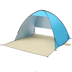 Abovehill Toldo para Carpa De Playa 2-3 Personas, Piso Extendido, 3 Persianas Enrollables Y Poste De Fibra De Vidrio De 8,0 Mm, Incluida Bolsa De Tran características