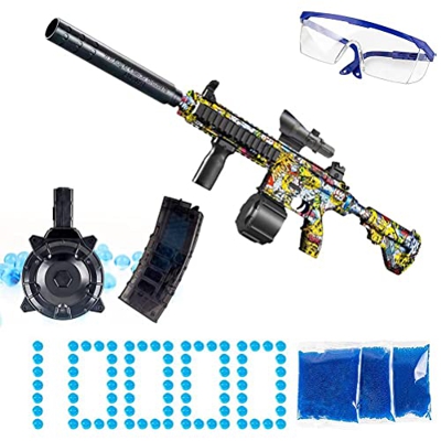Blaster de Bola de Gel Eléctrico Pistola de Bolas de Salpicaduras con 10000 Bolas de Gel y Gafas, Juguete para Disparar Bolas Salpicadas para Juegos d