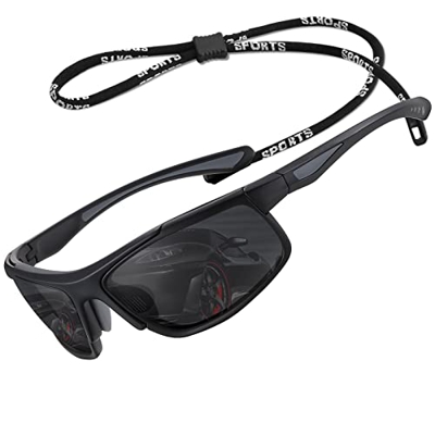 Perfectmiaoxuan Gafas de sol polarizadas Hombre Mujer Conduciendo Ciclismo Pescar Escalada Marco irrompible TR90 Correa para gafas deportivas Cordón c