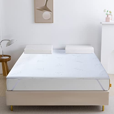 Topper para Colchón de 200x140, Certificado CertiPUR-EU y Oeko-Tex, Diseño de Espuma Memoria de Doble Capa, Diseño Ergonómico, Espuma Ondulada Transpi