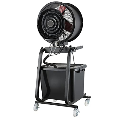 Ventilador de Pedestal Industrial de Alta Velocidad, Ventilador de pie oscilante de 90" con Ruedas, Ventiladores nebulizadores industriales con Tanque