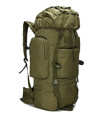 HAMIQI Mochila de senderismo grande 65L Mochila MOLLE impermeable Mochila expandible para acampar Viajar Mochila táctica militar para hombres y mujere