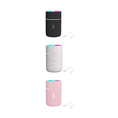 rongweiwang 3 Juegos de humidificador de aire portátil de 220ML con luz nocturna, difusor recargable por USB, rociador de agua, dormitorio de oficina