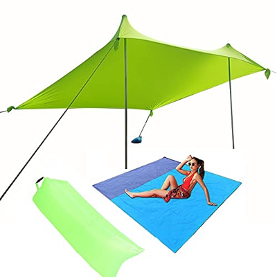 DACUN Familia Playa Tienda de campaña portátil Beach Canopy con Esterilla for la Playa y el sofá Inflable UPF50 + 4-8 Personas al Aire Libre Techo de 