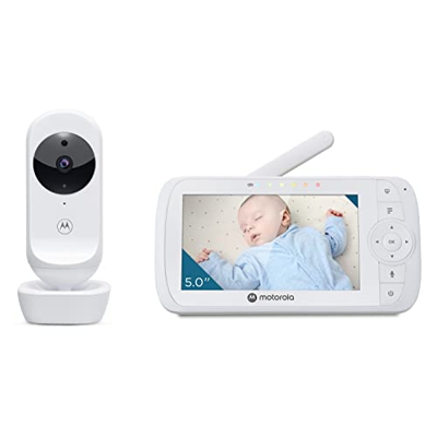 Motorola Nursery VM35 Baby Videophone, Video Baby Monitor, Unidad Parental 5 Pulgadas, Infrarrojos, Función Talk-back, Blanco
