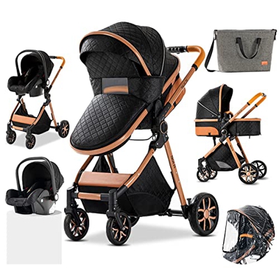 3 en 1 Sistema de Viaje Para Bebé Silla de Paseo 3 en 1 Carrito con Capazo Cochecito de Bebé Cochecito de Paisaje Alto Reclinable Cochecito Estándar P