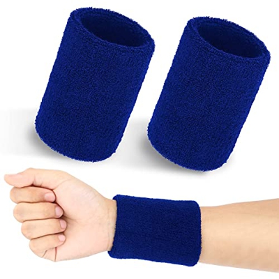 PROUSKY Muñequeras elásticas de algodón para el sudor, 2 unidades, para hombres y mujeres, absorbentes para deportes, baloncesto, béisbol, fútbol, ten