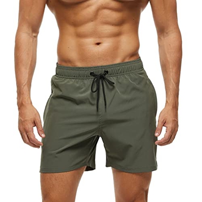 EDOTON Bañador Hombre para Hombre con Bolsillo con Cremallera Impermeable de Secado Traje de Baño Rápido Pantalones Cortos de Baño con Cordón Ajustabl