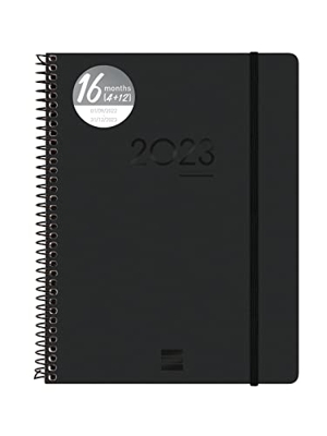 Finocam - Agenda 2022 2023 Ikon 16 meses Semana Vista Vertical Septiembre 2022 - Diciembre 2023 (16 meses) Negro Internacional
