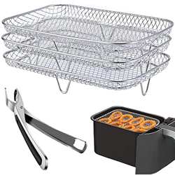 Jtwweb Air freidora Frame 3 Stackable dewater Frame 304 Stainless Steel Air freidora basket Pallet with Food clip Air freidora accessories for ninja d en oferta