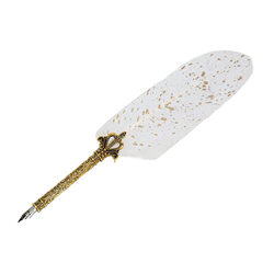 Feather Dip Pen, Feather Caligraphy Pen Pluma Suave Operación Simple Vintage Elegante Aleación de Zinc para Escribir para Proyectos de Arte para Regal en oferta