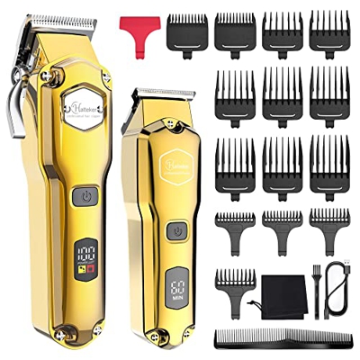 Hatteker Cortapelos y cortapelos Kit para hombre, recortadora de barba IPX7, resistente al agua, cuchilla en T, cortapelos profesional, recargable por